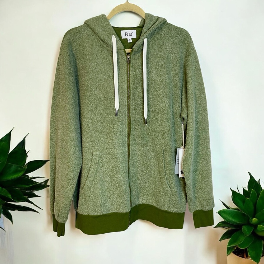 New Feat unisex Green Zip-Up Hoodie - Picture 2 of 4